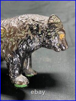 Antique Teddy Cast Iron Bear Still Bank original paint Arcade Circa 1910