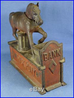 Antique Trick Pony Cast Iron Mechanical Bank, 1885 Pat Date