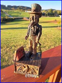 Antique Uncle Sam Mechanic Cast Iron Coin Bank