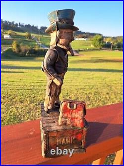 Antique Uncle Sam Mechanic Cast Iron Coin Bank