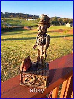 Antique Uncle Sam Mechanic Cast Iron Coin Bank