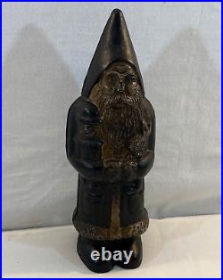 Antique Unpainted Cast Iron Santa Claus 2 Piece Coin Bank