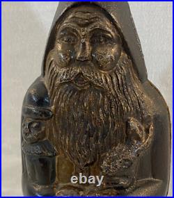 Antique Unpainted Cast Iron Santa Claus 2 Piece Coin Bank