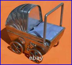 Antique & Very Rare Baby Carriage Stroller Metal Money Bank Money Box