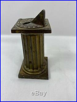 Antique Very Rare Cast Iron Sundial Still Bank