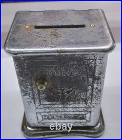Antique Very Rare Italy & River Plate Bank Metal Money Bank Money Box From Usa 2