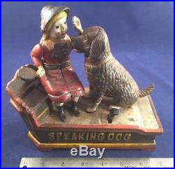 Antique Vintage Cast Iron (CI) Mechanical Bank Speaking Dog