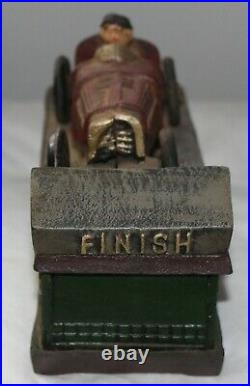 Antique Vintage Cast Iron Roadster Hand Painted Mechanical Piggy Bank Works