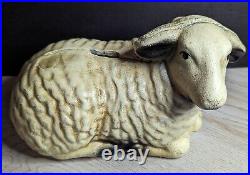 Antique Vintage Cast Iron Sheep Lamb Coin Bank Still Bank