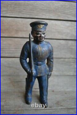 Antique Vintage Cast Iron Soldier Policeman Bank Coin Bank