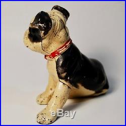Antique/Vintage Hubley Cast Iron Still Bank Boston Terrier Sitting, Early 1900