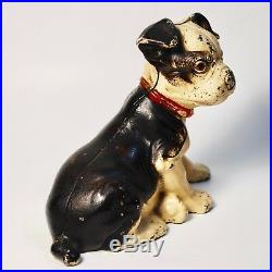Antique/Vintage Hubley Cast Iron Still Bank Boston Terrier Sitting, Early 1900