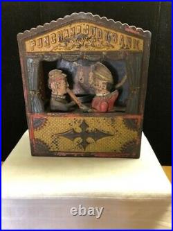 Antique Vintage Punch and Judy Mechanical Cast Iron Bank Shepard Hardware 1884