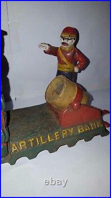 Antique / Vintage Style Cast Iron Mechanical Artillary Money Box Bank