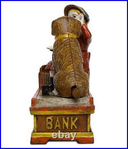 Antique / Vintage Style Cast Iron Mechanical Speaking Dog Money Bank piggy bank