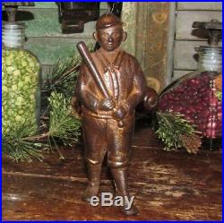 Antique Vtg 1909 Williams Cast Iron Baseball Player Still Bank Father Day Gift