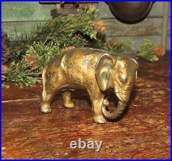 Antique Vtg Arcade Cast Iron Elephant with Tucked Trunk Still Penny Coin Bank