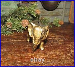 Antique Vtg Arcade Cast Iron Elephant with Tucked Trunk Still Penny Coin Bank