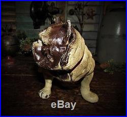 Antique Vtg Cast Iron English Bulldog Dog Bank Door Stop Gift Idea