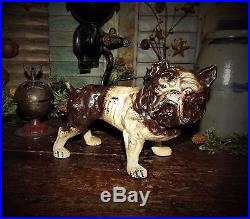 Antique Vtg Cast Iron English Bulldog Dog Bank Door Stop Gift Idea