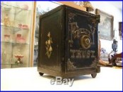 Antique Vtg Cast Iron Fidelity Trust Miniature Safe Still Bank Henry Hart 1885