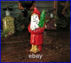 Antique Vtg Hubley Cast Iron Santa Claus with Christmas Tree Still Bank NR
