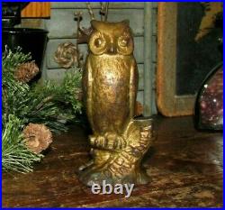 Antique Vtg Williams Dime Store Cast Iron Be Wise Owl Bird Still Penny Bank NR