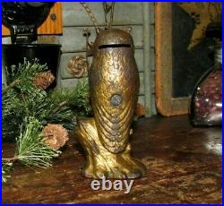 Antique Vtg Williams Dime Store Cast Iron Be Wise Owl Bird Still Penny Bank NR