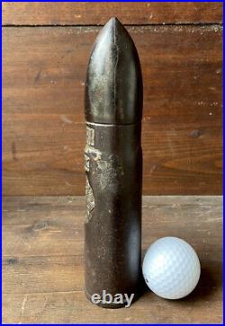 Antique WWI 1-1/2 Artillery Cast Iron Ferrosteel Still Shell Bank 1420 with Eagle