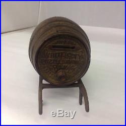 Antique White City Puzzle Savings Bank Barrel Nicol and Co. Chicago G-413