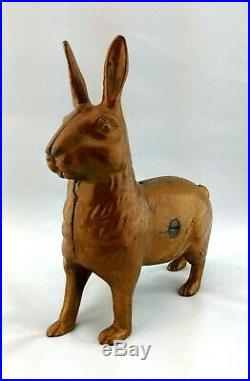 Antique Williams Cast Iron Standing Rabbit Easter Bunny Still Piggy Bank