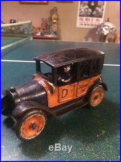 Antique arcade cast iron large taxi cab bank still bank from the 20s