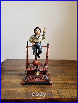 Antique c. 1888 Boy on Trapeze J. Barton Smith Co. Cast Iron Mechanical Bank