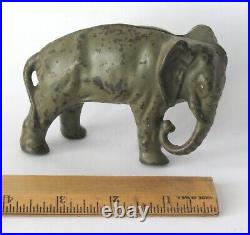 Antique cast iron Grey Elephant still bank Hubley figural toy zoo penny bank