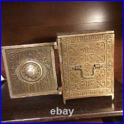 Antique cast iron Security Safe Deposit 1890s toy combination coin bank Unlocked