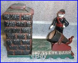 Antique cast iron artillery mechanical bank rare variation
