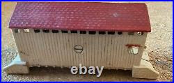 Antique cast iron covered bridge bank white withred roof 6 1/8L x 2 1/8 H