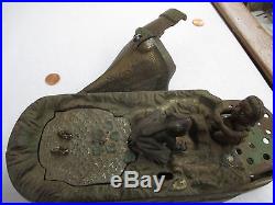 Antique cast iron mechanical bank Chief Big Moon needs repair