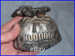 Antique german cast iron still piggy bank money box bag spardose original 1900s
