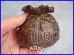 Antique german cast iron still piggy bank money box money bag original 1900s