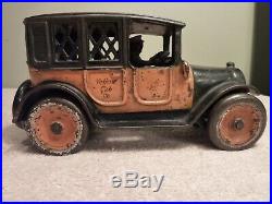 Arcade Cast Iron Taxi Yellow Cab Bank 8 1920's Very Nice