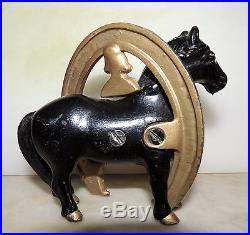 Arcade Good Luck Horseshoe (Buster Brown) Cast Iron Bank c1908-32 WITH DECAL NMt