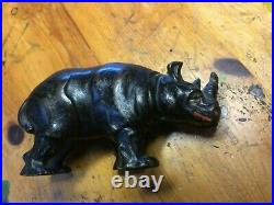 Arcade cast iron Rhino still bank rare in very good shape