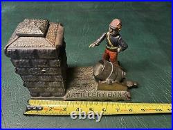 Artillery Bank 1892 J. & E. Stevens Shepard Hardware Cast Iron broke antique