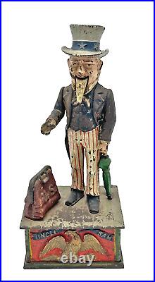 Authentic 1886 Shepard Hardware Uncle Sam Cast Iron Mechanical Bank