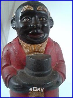 Authentic Antique Uncle Moses Cast Iron Bank 10 Very Heavy Black Americana