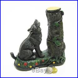 Authentic Cast Iron Collectible Wolf & Squirrel Mechanical Metal Coin Bank