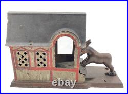 Authentic J & E Stevens Cast Iron Mule Entering Barn Mechanical Bank 1880