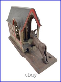 Authentic J & E Stevens Cast Iron Mule Entering Barn Mechanical Bank 1880