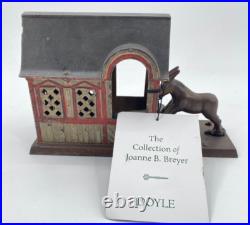 Authentic J & E Stevens Cast Iron Mule Entering Barn Mechanical Bank 1880